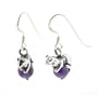 Sterling Silver FERRET Mink on Amethyst Charm Earrings