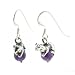 Sterling Silver FERRET Mink on Amethyst Charm Earrings