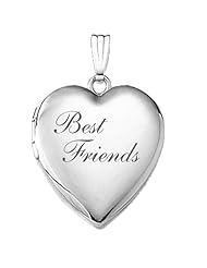 14K White Gold "Best Friends" Heart Locket 3/4 inch x 3/4 inch