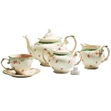 Green Vintage Rose Tea Set