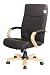 Luxury WoodenBase PU Leather Black Wood Base Armrest Office chair ME14
