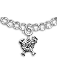 Sterling Silver Chicken Charm for charm bracelet by The Magic Zoo