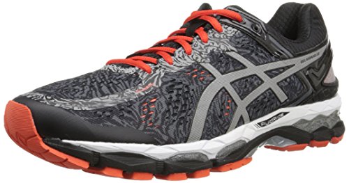 ASICS Men's Gel Kayano 22 Lite Show Running Shoe, Carbon/Silver/Cherry Tomato, 12 M US
