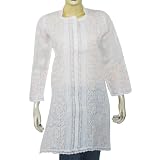 Women's Clothing Top Long Sleeve Kurti India Cloth Chikan Embroidery Size M