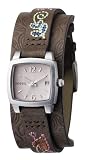 Fossil JR1113 Ladies Brown Leather Cuff Strap Watch with Pink Dial