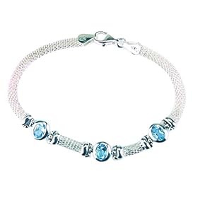 Sterling Silver Blue Topaz Bracelet, 7.25"
