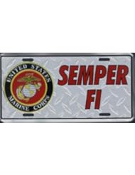 Automotive Parts and Accessories: Semper Fi U.S. Marine-Diamond Front Novelty License Plate 6x12 - Rico Industries