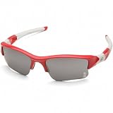 Los Angeles Angels of Anaheim Official On-Field MLB Flak JacketÂ® XLJ Red/White Sunglasses with Black Iridium Lenses - by Oakley