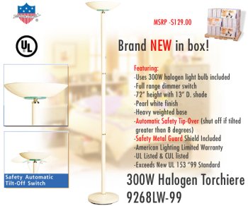 American Lighting 9268LW-99 300W Halogen Torchiere
