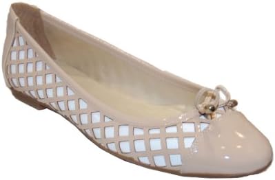 French Sole FS/NY Women's HEX Flat, Beige/White Patent, 9.5 M US