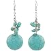 Elegantly Casual Silver Tone and Faux Turquoise Disc Dangle Earrings picture