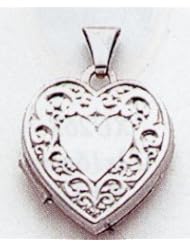 14kt White Gold Heart Locket - XL185