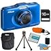 COOLPIX S31 10.1MP 720p HD Video Waterproof Digital Camera - Blue with 16GB Memory Bundle. Bundle Includes 16GB Memory Card, Lithium Replacement Battery, Mini Table-top Tripod, Deluxe Carrying Case , Floating Wrist Strap, and 3pc. Lens Cleaning Kit.
