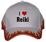 I Love/Heart Reiki Orange Flame Hat / Baseball Cap