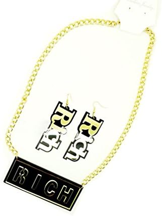 Mygoodie Jewelry Acrylic Punk RICH Necklace + Earrings Set