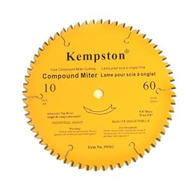 Kempston 99362 10-Inch by 60 Tooth Industrial Thick Kerf Sliding Compound Miter Blade with 5/8-Inch Arbor and Teflon Coating