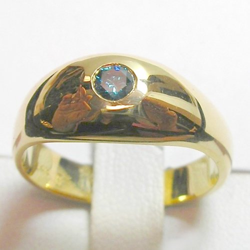 14K Blue Diamond Man's Ring