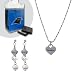 Pro Specialties Carolina Panthers Heart Charm Necklace and Earring Set - Carolina Panthers One Size