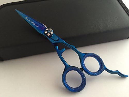 4.5" Professional Barber Razor Edge Hair Cutting Shears Blue Titanium Coated Scissors,hair Stylist,hair Dressing,hair Grooming Shears