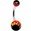 Red Toxic Flame Belly Ring