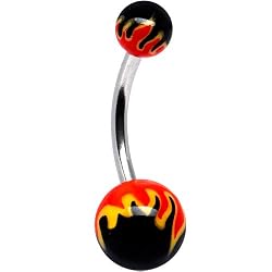 Red Toxic Flame Belly Ring