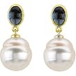 14K Yellow Gold Paspaley South Sea Cultured Pearl and London Blue Topaz Earrings - 11.00mm