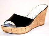 Guess - GUESS SUNRISE Cork Platform Wedge Shoes 7 True to size Black Patent Womens