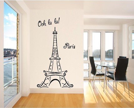 Eiffel Tower Ooh La La Paris 6ft tall Wall Sayings Decal Vinyl Wall Art Words Vinyl Lettering