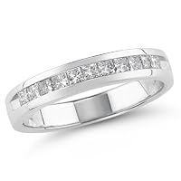 14k White Gold Princess Cut Diamond Anniversary Band (1/2 cttw, I-J Color, I1-I2 Clarity), Size 9