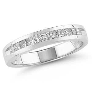 14k White or Yellow Gold Princess Cut Diamond Anniversary Band (1/2 cttw, I-J Color, I1-I2 Clarity)