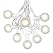 G40 Patio String Lights With 25 Frosted Globe Bulbs - Hanging Garden String Lights - Vintage Backyard Patio Lights - Outdoor String Lights - Market Cafe String Lights - White Wire - 25 Foot