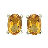 14K Yellow Gold Oval Shaped 7/8 ct. Citrine Earring Studs