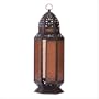 Moroccan Design Amber Glass Candle Lantern