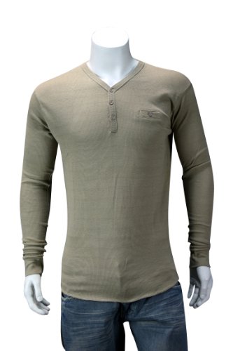 Jordan Craig V-Neck Henley Thermal Khaki. Size: 2XL