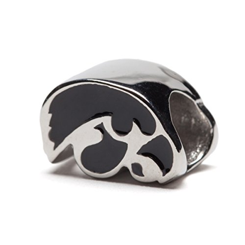 University of Iowa Hawkeyes Black Sideview Hawkeyes Logo Bead Charm