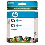41E7dPB iuL. SL160  Genuine NEW Hewlett Packard CD996FN HP02 Cyan Ink Cartridge 2 Pack
