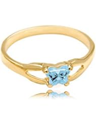 10k Yellow Gold ChildS March Blue Green Cubic Zirconia Birthstone Ring - Bfly