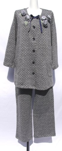 Canac ジャガードニット杢グレー長袖長ズボンパジャマ/Ｍサイズ/杢グレー