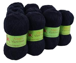 Alpaca Blended Knitting Yarn Fingering 10 Skeins, Navy Blue