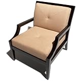 Pinzon Hardwood Lounge Chair with Sand Polyblend Upholstery, Java