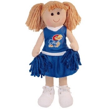 NCAA Kansas Jayhawks Large Plush Cheerleader Rag Doll