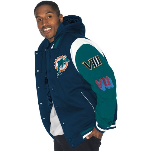 G-III Miami Dolphins Super Bowl Champions Commemorative Fleece Jacket with Hood Large