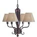 Royce Lighting RLCH5142/4-21 Brentwood Collection 4-Light Portable Indoor/Outdoor Chandelier, Tan Fabric Shades, Grecian Bronze Finish