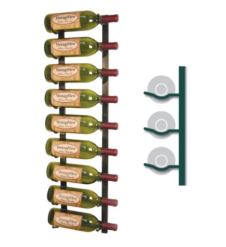 See VintageView WS31 - 9 Bottle 3' High Wall Mount Wine Rack - Chrome Finish