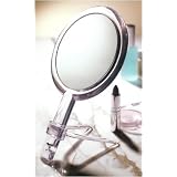 Hand Mirror with Stand 10X to 1X with Clear Acrylic Frame by Floxite