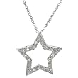 Sterling Silver Wide Star CZ Rimmed Pendant with Chain