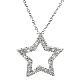 Tressa Sterling Silver Wide Star CZ Rimmed Pendant with Chain