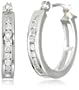 14k Yellow Gold Round Diamond Channel-Set Hoop Earrings (1/8 cttw, J Color, I2 Clarity)