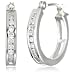 14k White Gold Round Diamond Channel-Set Hoop Earrings (1/8 cttw, J Color, I2 Clarity)