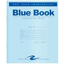 Roaring Spring Exam Blue Book, Margin Rule, 8-1/2 x 7 Inches, White, 8 Sheets/Pad (77512)